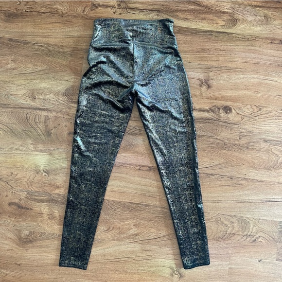 SPANX Shiny Velvet High Waisted Leggings -Black Gold Shine - Picture 6 of 8